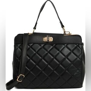 Badgley Mischka Black Quilted Handbag NWT
